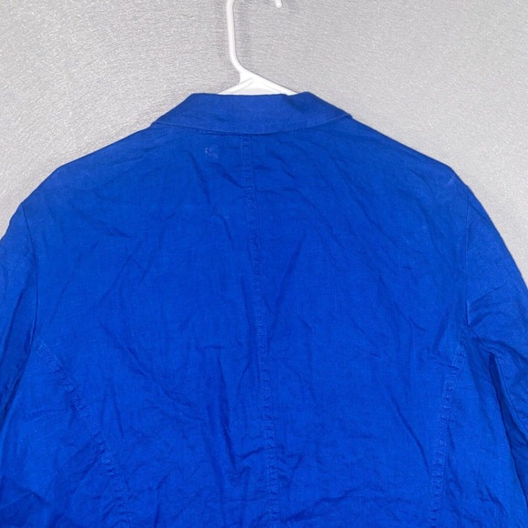 Chicos Travelers Cardigan Womens 3 Blue Long Sleeve Collared Neck Linen Casual - Picture 9 of 14